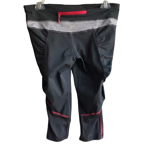 Lululemon Run Cropped Leggings Size 8 Pockets Mesh Running Gym Winter Luxtreme - Picture 2 of 9
